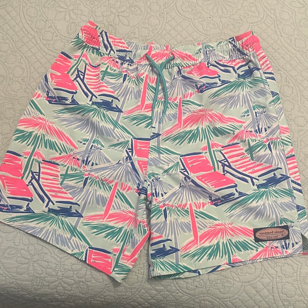 Vineyard Vines Pink and Blue Tropical Swim Shorts
